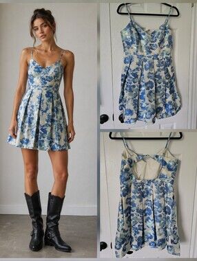 Urban Outfitters Kimchi Blue Metallic Floral Mini Dress